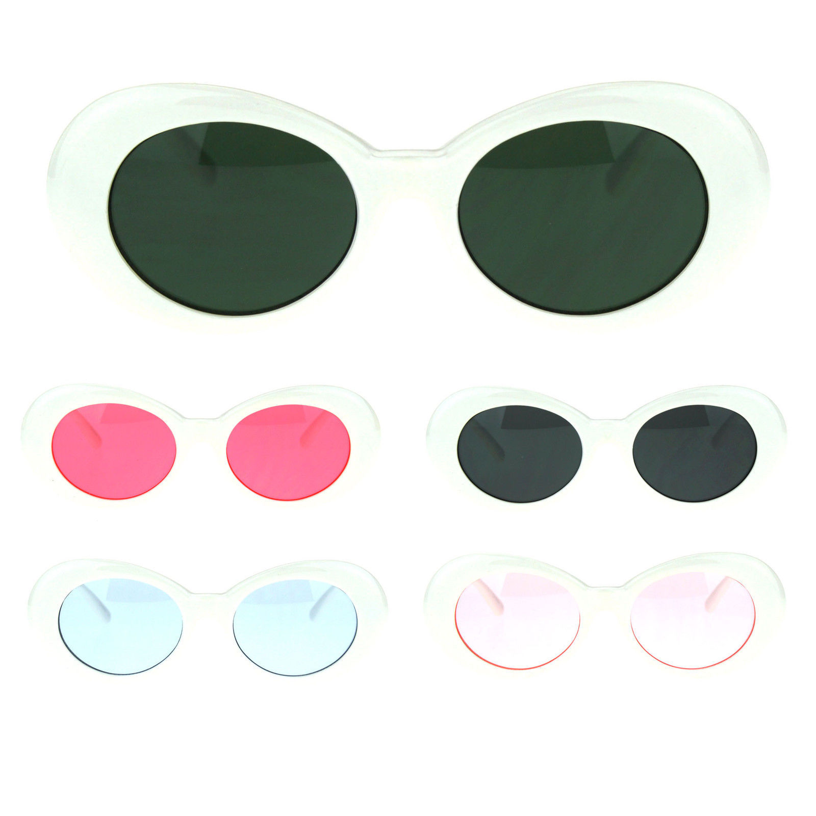 Womens White Plastic Gothic Vintage Cat Eye Mod Color Lens Sunglasses - $9.95