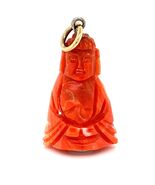 Vintage Carved Coral Buddha Pendant: Antique Chinese with Gold Bail - €265,24 EUR