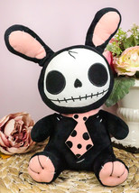 Furry Bones Skeleton Black Tuxedo Bunny With Pink Polka-dot Tie Plush Toy Doll - £22.11 GBP
