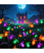 Purple, Orange and Green Outdoor Spider Solar Halloween Lights Swaying LEDs - $977.99 MXN