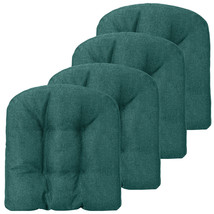 4 Pcs Patio Dining Chair Cushions U-Shaped Chair Pads Non-Slip Bottom Green - £59.32 GBP