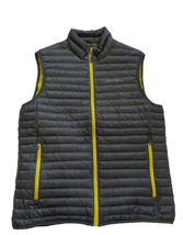 Eddie Bauer Men&#39;s Medium EB700 Puffer Vest Zip Down Insulated Grey &amp; NeonYellow - £33.71 GBP