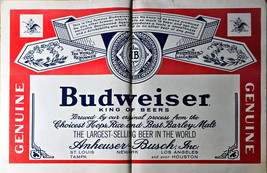 Budweiser Beer King Anheuser Busch Newark Tampa St Louis 1965 2 page Pri... - $262.35 MXN