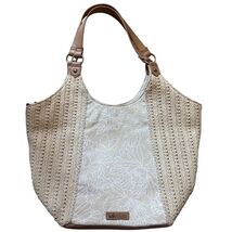 The SAK Roots Roma Shopper Tote Straw Cotton Canvas Floral Pint Beach Su... - $23.75