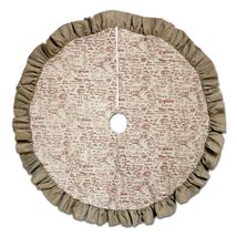 Christmas Greetings on Beige Tree Skirt 54 inch with Faux Burlap Trim - €12,65 EUR