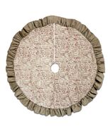 Christmas Greetings on Beige Tree Skirt 54 inch with Faux Burlap Trim - €12,65 EUR
