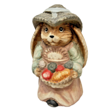 Vintage Handpainted Ceramic Easter Bunny with Vegetable Basket Figurine 6&quot; Tall - £6.80 GBP