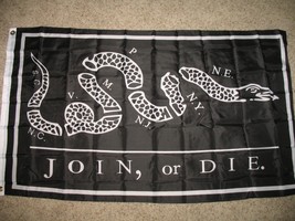 3x5 Black Join or Die Benjamin Franklin Tea Party Flag 3'x5' Banner - $4.88