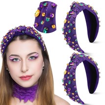 3 Pcs Mardi Gras Headband Crystal Embellished Hairbands for Women Rhinestone Kno - £29.61 GBP