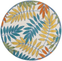 4' X 4' Ivory Round Floral Non Skid Indoor Outdoor Area Rug - $2,120.93 MXN