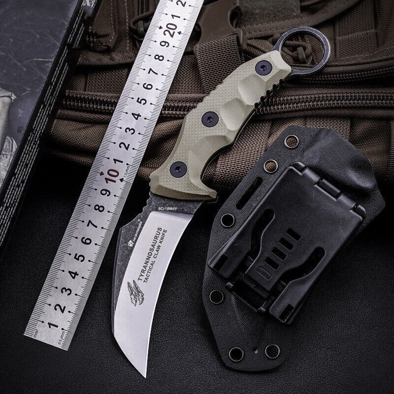 G10 KARAMBIT TACTICAL KNIFE CLAW 9CR18MOV BLADE POCKET OUTDOOR HUNTING E... - $75.08