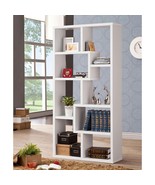 8-Shelf White Geometric Bookcase Modern Home Display Storage - $4,882.10 MXN