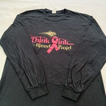 Gildan Heavy Cotton THINK PINK BLEED GOLD Women's Black Cotton Graphic T-Shirt L image 8