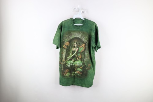 Vtg Y2K Streetwear Mens Medium Faded Fantasy Fairy Nature Acid Wash T-Sh... - £52.09 GBP