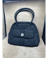 Vera Bradley Turn Lock Satchel Black Quilted Shoulder Bag - $466.84 MXN