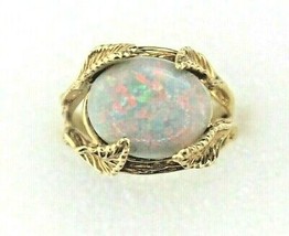 3.50 Ct Black Opal Solitaire Ring Real Solid 14 K Gold 6.0 G Size 7 - £1,174.83 GBP
