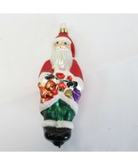 Blown Mercury Glass Christmas Ornament Blue Eye Santa Claus 6-1/2&quot; Vinta... - $16.65