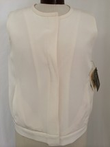Calvin Klein Women&#39;s Vest Ivory Silk With Zippered Pockets Size 10 NWT - £48.74 GBP