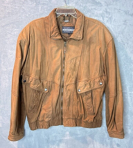 Vintage Members Only brown leather bomber style jacket size Large Men&#39;s - £35.19 GBP