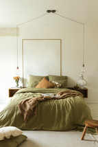 Linen Bedding Set in Olive Green (1 Duvet Cover + 2 Pillowcases) - £140.01 GBP+