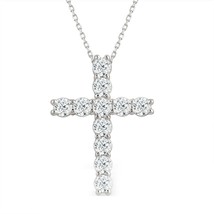 1.50CT Brilliant Real Moissanite Cross Pendant Necklace 14K White Gold Plated - £85.74 GBP
