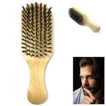 1 Men Boar Hair Brush Bristle Beard Mustache Soft Hard Palm Round Wood Handle - £14.38 GBP