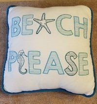 Accent Pillow Beach Please Seahorse Starfish Ocean Nautical Sea  - £23.70 GBP