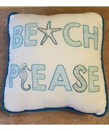Accent Pillow Beach Please Seahorse Starfish Ocean Nautical Sea  - £23.21 GBP