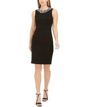 Calvin Klein Women&#39;s Petite Beaded Jewel Neck Dress, Size 12P - £93.57 GBP