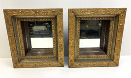 Antique Picture Frame Pair deep shadowbox mirror wood gesso vintage carv... - £79.28 GBP