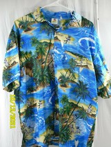 Men&#39;s Rima Caribbean Shirt Floral Button Up Short Sleeve Blue Multi-Colo... - £9.18 GBP