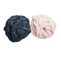 Chunky Fuzzy Yarn Gray &amp; Pink Arm Knitting Warm Crafts 1 pound - £11.85 GBP