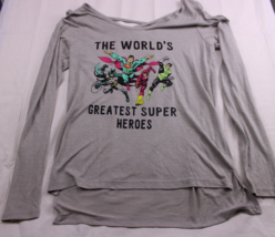 Justice League Womens Large Heroes Graphic T-Shirt, Gray, Super soft - $9.29