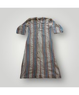 House Dress Tunic Kaftan Utility Striped Womens Cotton 1960&#39;s - £31.53 GBP