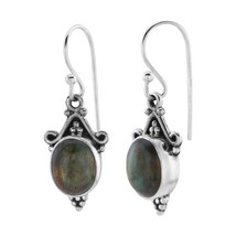 Labradorite Charms 925 Silver Fish Hook Earrings - £22.38 GBP