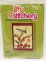 1980 Jiffy Stitchery “Songbird And Plum Blossom” 489 Kit 7.5x9.5” Embroi... - $12.19