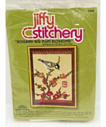 1980 Jiffy Stitchery “Songbird And Plum Blossom” 489 Kit 7.5x9.5” Embroi... - £9.58 GBP