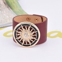 New Fashion Leather Bracelets for Women Wide Circle Buckle Bracelet &amp; Bangles Ad - £9.08 GBP