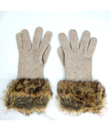 J Crew Knit Gloves Faux Fur Cuffs Trimmed Tan Womens Soft - £14.59 GBP