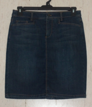 Excellent Womens J.Jill Smooth Fit 5 Pocket Distressed Stretch Denim Skirt Sz 4 - £29.37 GBP
