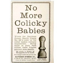 Davidson Rubber Nipple Colick Baby 1897 Advertisement Victorian Medical ... - $19.99