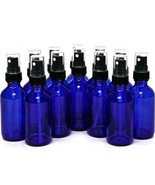 Vivaplex Set Of 12 Cobalt Blue 1 oz Glass Bottles w/ Black Fine Mist Spr... - £4.67 GBP