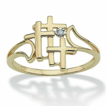  0.10 CT Round Cut Diamond Triple Cross Ring For Women VVS1 14k Yellow Gold Over - £71.20 GBP