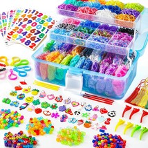 17500+ Rubber Loom Bands With 3 Layer Blue Container, 28 Colors, 600 S-C... - £40.90 GBP