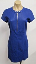 ACNE STUDIOS Royal Blue Leather Dress w/ Silver Front Zipper &amp; Snaps - S... - £211.34 GBP