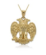 Gold Byzantine Double-Headed Eagle Pendant – 10K &amp; 14K Gold Orthodox Amulet - $631.11 CAD+