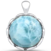 Sterling Silver Round Natural Larimar Pendant - £42.48 GBP
