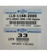 Chemglass Life Sciences CLS-1168-2000 Bottle 2000mL 2-Port Single-Use CA... - $129.50