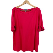 NEW Karen Scott Womens Size XXL Boatneck T-Shirt Top Red Amore Elbow-Sleeve - £15.48 GBP