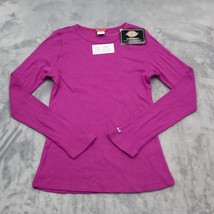 Dickies Shirt Womens S Magenta Round Neck Rib Knit Pullover Medical Uniform - $22.75